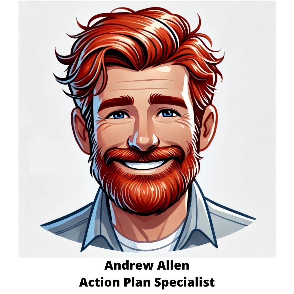 Andrew Allen, Action Plan Specialist, guiding teams through strategy execution with clear frameworks and progress dashboards.